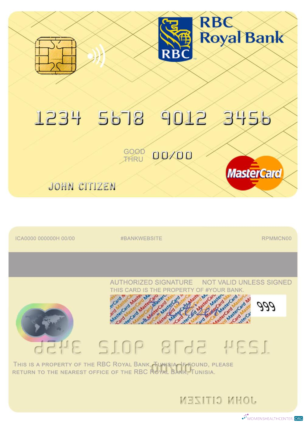 Download Tunisia RBC Royal Bank mastercard Photoshop template